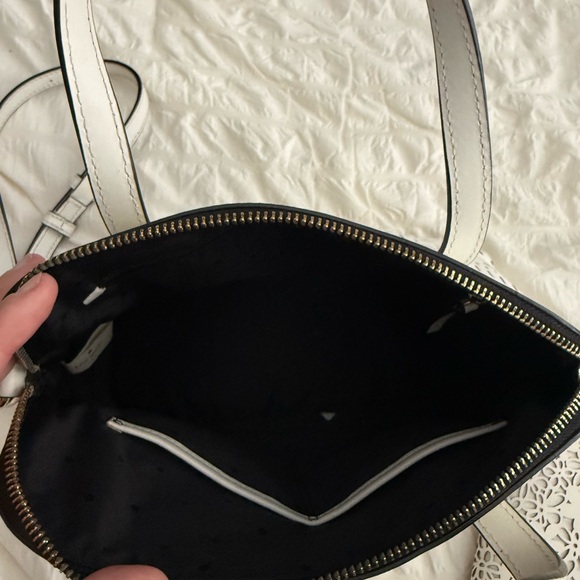 kate spade White Perforated Dome Satchel with Black Trim - Picture 7 of 8